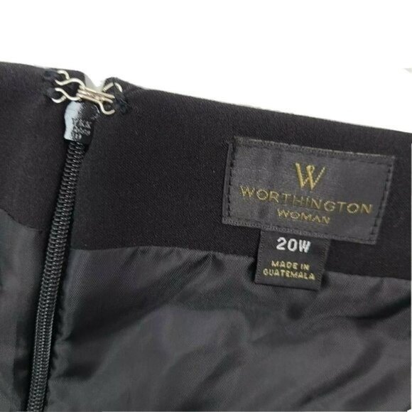 Worthington Skirt Womens Plus Size 20W Solid All Black Pencil Business Career - Picture 2 of 4